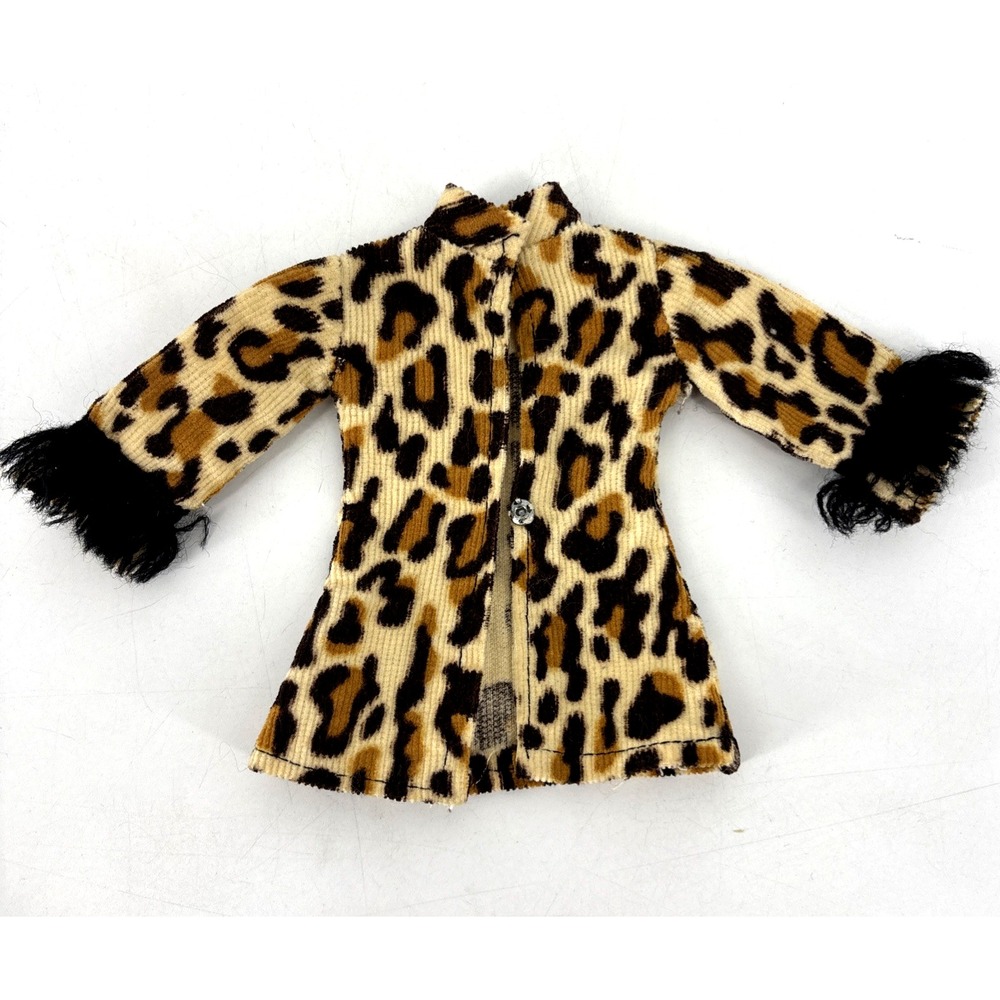 Vintage Fashion Doll Leopard Print COAT Fur Trim Corduroy Jacket NO DOLL‎